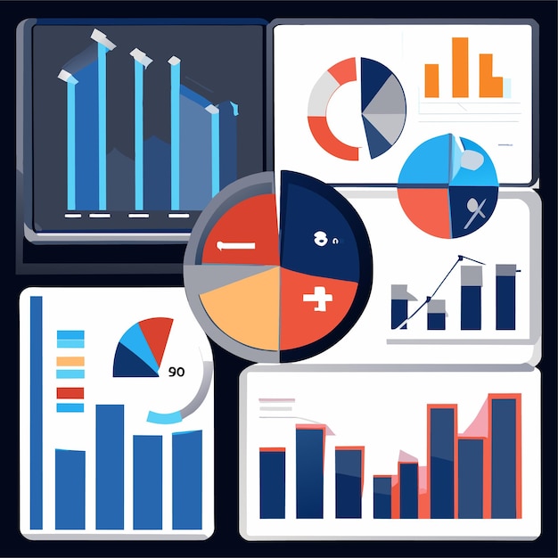 Marketing growth statistics template or analyzing growth chart or elements collection dashboard