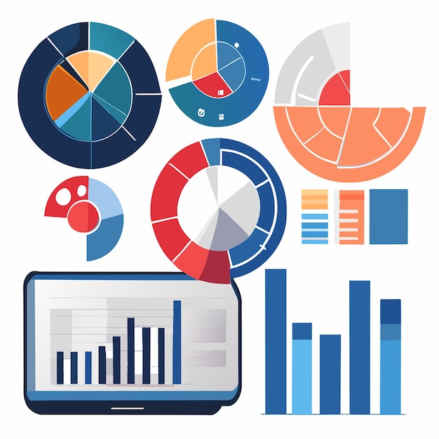 Vettore modello di statistica di crescita del marketing o grafico di crescita di analisi o dashboard di raccolta di elementi