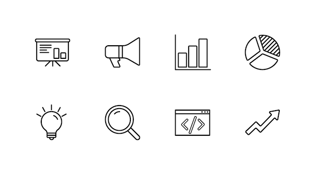 Marketing icons rounded and thick