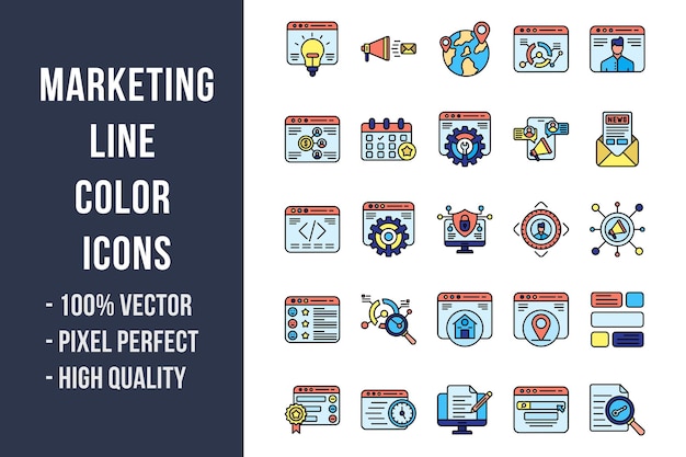 Marketing Line Color Icons