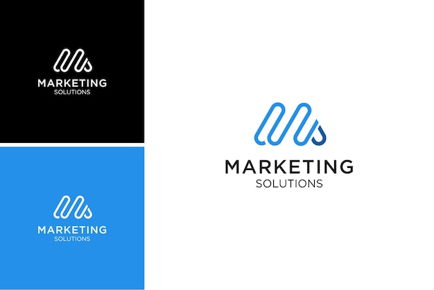 marketing M brief logo ontwerp met lijn oplossing concept sjabloon