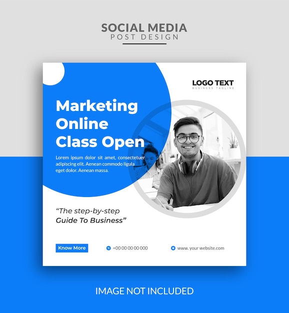 Banner web di marketing online di classe e design del modello di banner post sui social media