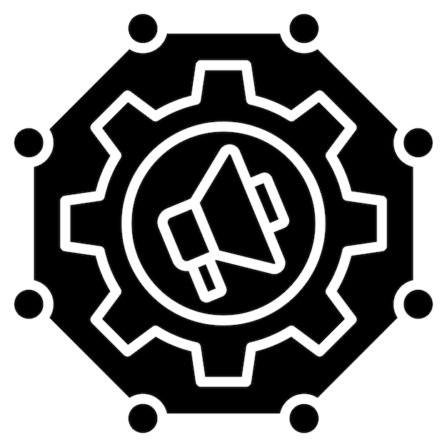 Marketing Resource Management Glyph Solid Black Illustration
