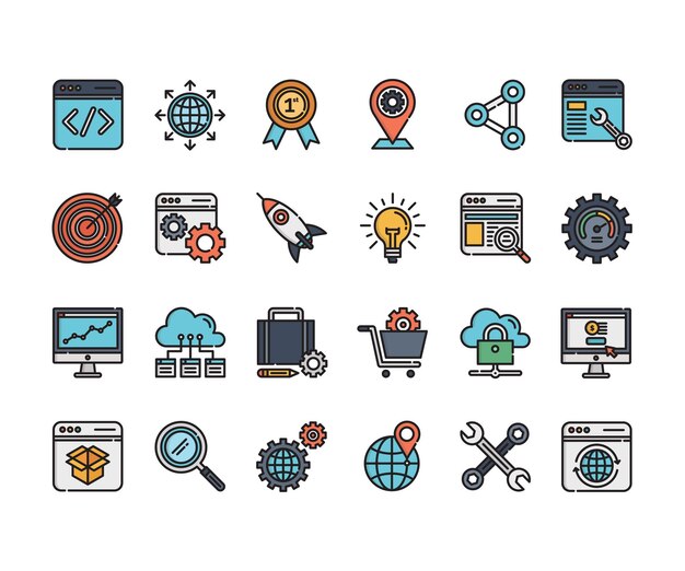 Marketing SEO Development Icons Vector Set