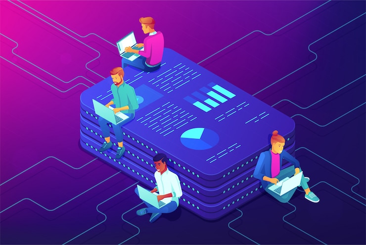 Vector marketing strategy isometric concept.