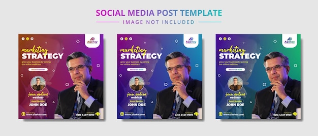 Marketing Strategy And Online Webinar Social Media Post Banner Template