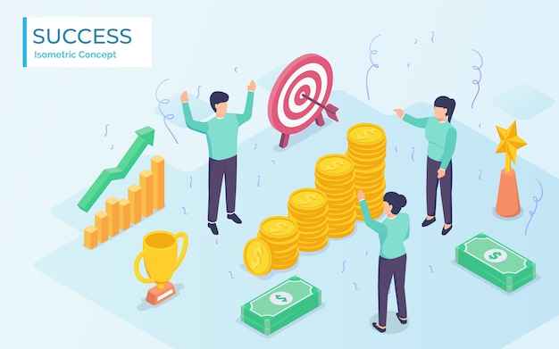 marketing team very happy get reward after successfully achieving sales target. modern flat cartoon design