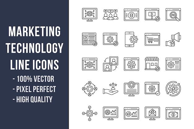 Marketing Technology Line Icons