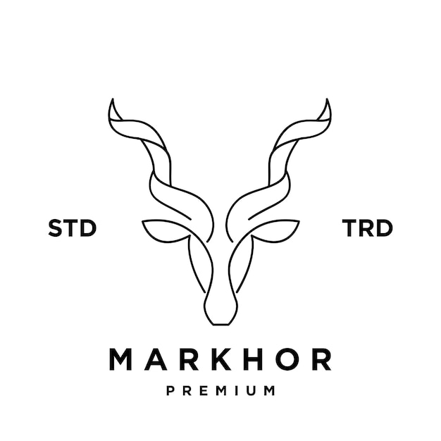 Vettore ispirazione per la progettazione del logo dell'animale a testa di markhor