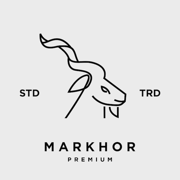 Markhor hoofd dier logo ontwerp inspiratie