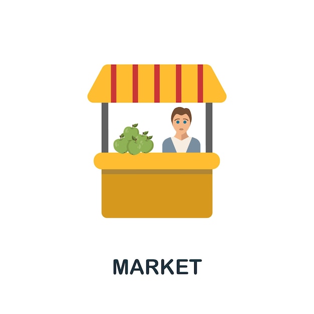 Vector markt plat pictogram gekleurd bord uit de collectie van kleine bedrijven creatieve markt pictogram illustratie voor webdesign infographics en meer