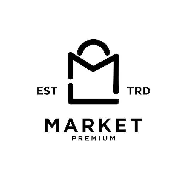 Markt winkel tas initiële M logo pictogram ontwerp