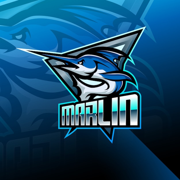 Vector marlin esport mascot logo design