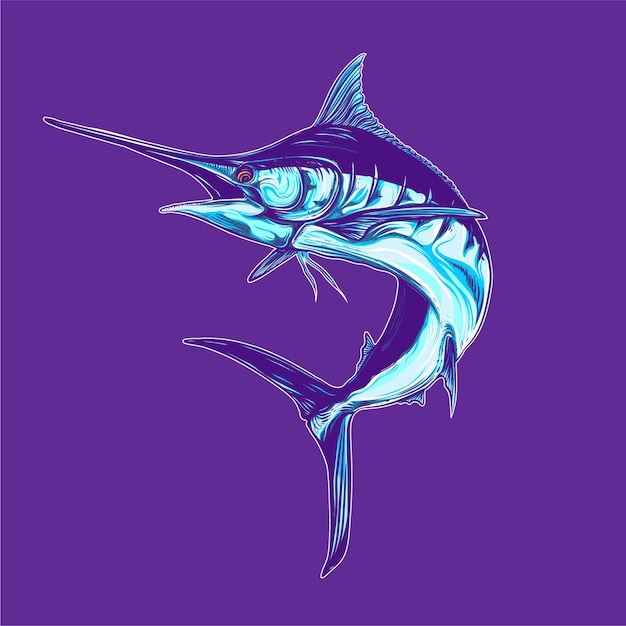 Vector marlin fish artwork illustration