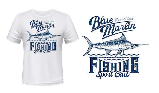 Vettore stampa vettoriale di marlin fish t-shirt