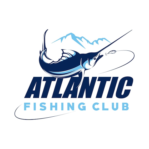 Marlin Fishing logo design template illustration