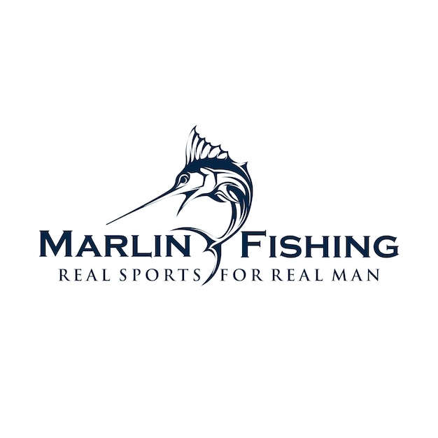 Vettore modello logo torneo di pesca marlin vettore di disegno del logo marlin fish jumping illustration