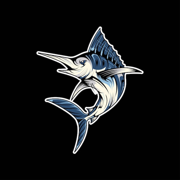 Marlin illustrazione mascotte logo