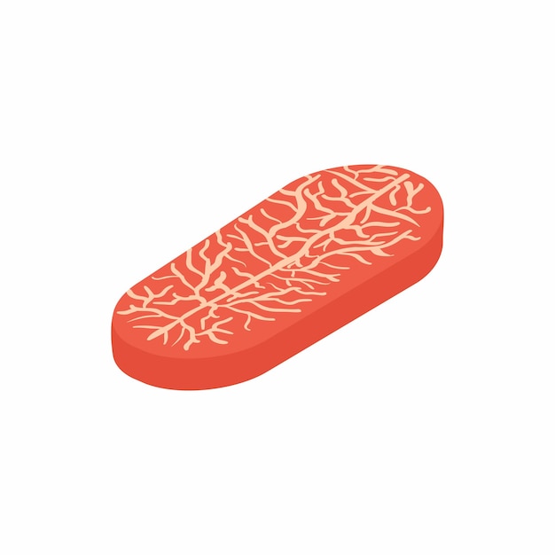 Marmeren biefstuk pictogram in isometrische 3D-stijl geïsoleerd op witte achtergrond Voedsel symbool