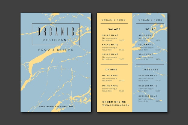 Marmeren design restaurantmenu