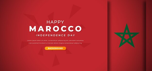 Vettore illustrazione dello sfondo papercut del marocco independence day per la cartolina d'auguri di poster banner pubblicitari