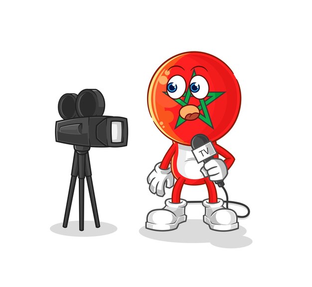 Vector marokko tv-verslaggever cartoon cartoon mascotte vector