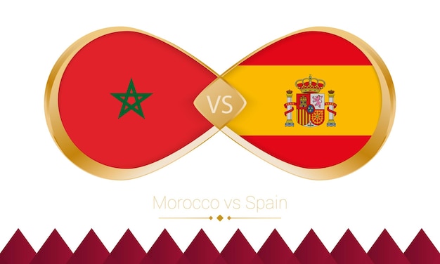 Marokko versus Spanje gouden pictogram voor voetbal 2022 wedstrijd Ronde van 16