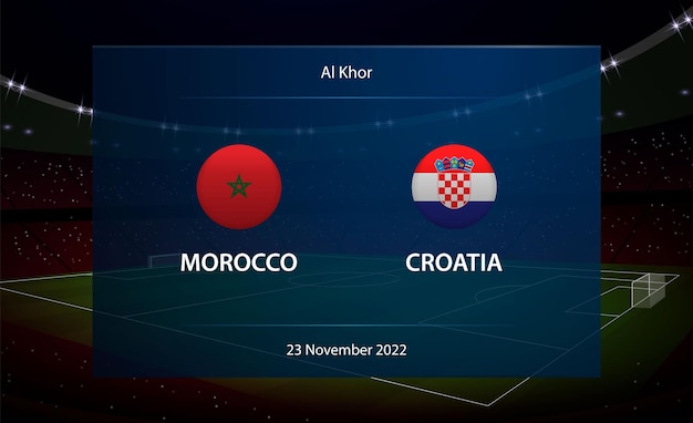 Marokko vs Kroatië Voetbalscorebord uitgezonden afbeelding