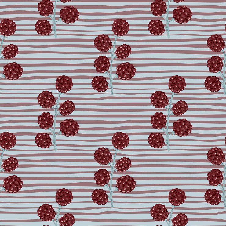 Vector maroon blackberries seamless pattern