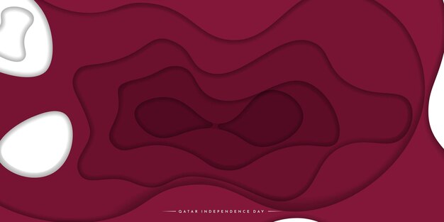 Vector maroon paper cut background design for qatar independence day template design