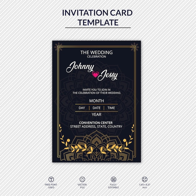 Vector marriage invitation card template