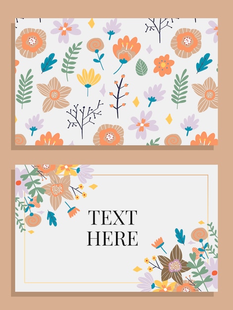 Marriage invitation card with custom sign and flower frame over wooden .  illustration.