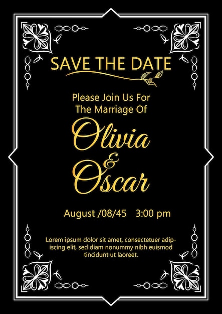 marriage invitation card with text