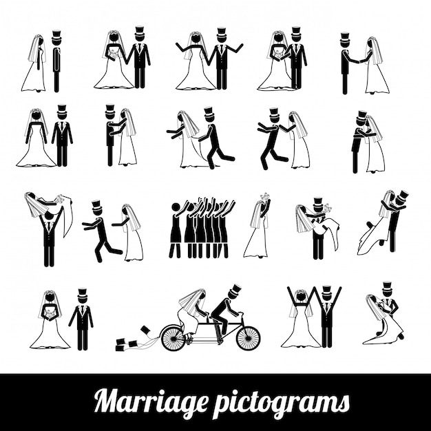 Vector marriage pictograms