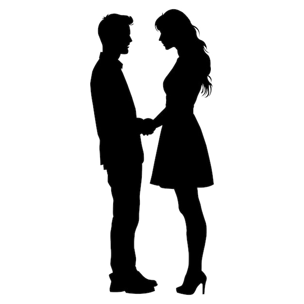 Marriage Proposal Silhouette on White