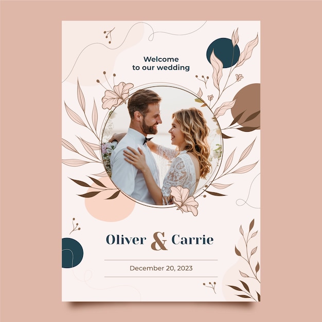 Vector marriage and wedding vertical poster template