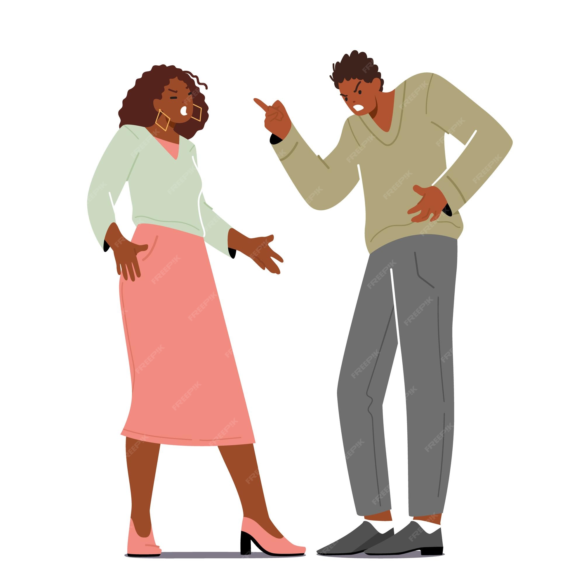 Premium Vector | Married couple quarrel and fight african man and woman  sorting things out fighting family conflict concept husband and wife  scandal at home love and human relations cartoon vector illustration