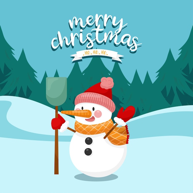 Vector marry christmas poster template with ice santa claus