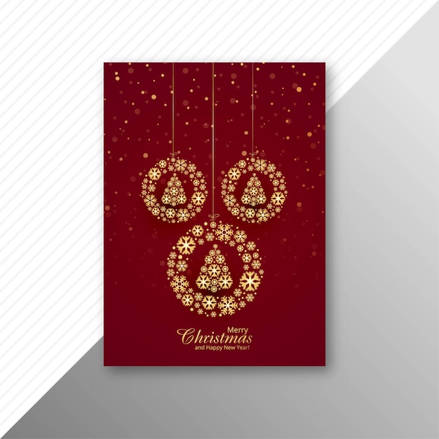 Marry christmas snowflake ball shiny brochure template