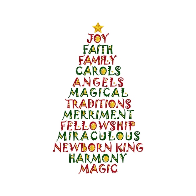 Marry Christmas Tree calligraphy Vector Illustration