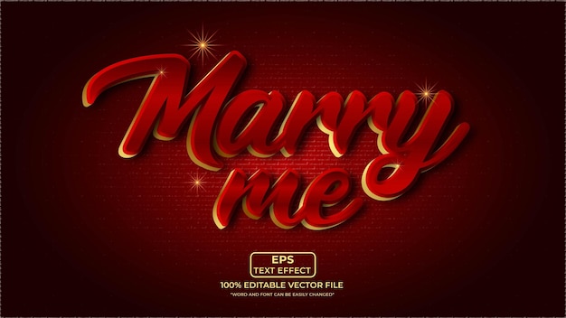 Vector marry me editable text effect