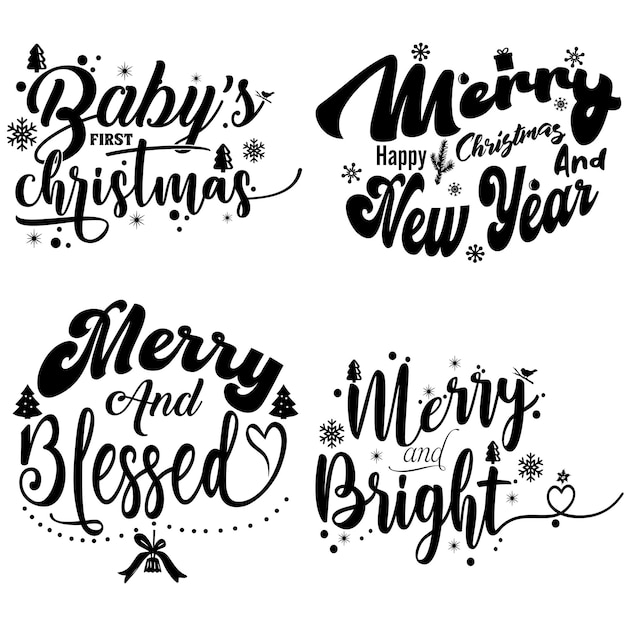 Vector marry new year typography design