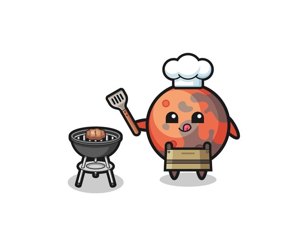 Mars barbecuechef met een schattig grillontwerp