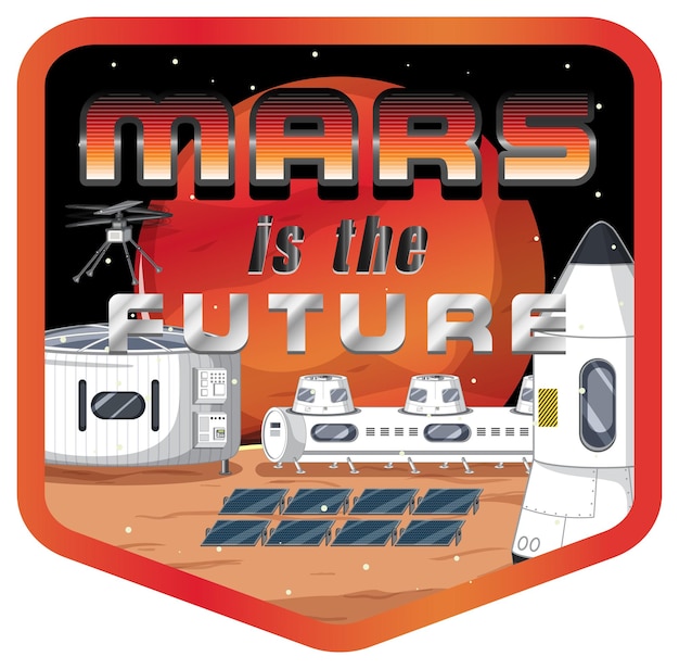 Mars is the future word logo badge design