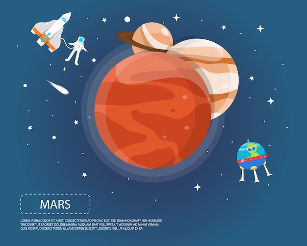 Mars jupiter en saturnus van het ontwerp van het zonnestelselillustratie