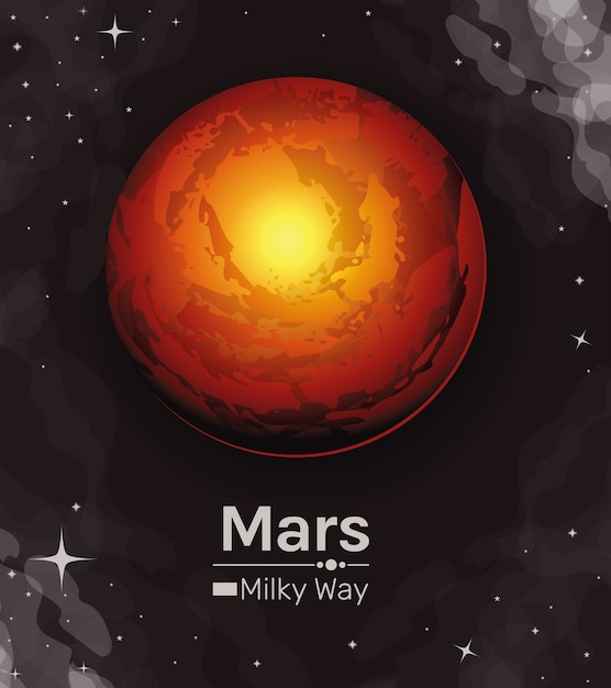Vector mars planeet melkweg stijlicoon van ruimte futuristisch en kosmos thema