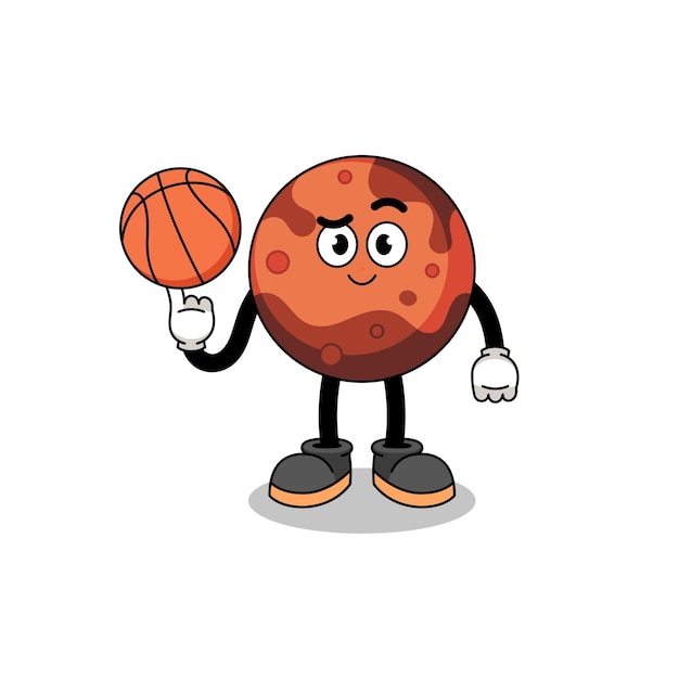 Mars planet illustration as a basketball player