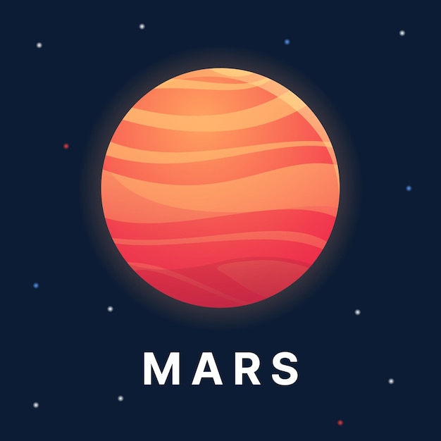 Mars planet illustration. Astronomy planet vector. Solar system planet.