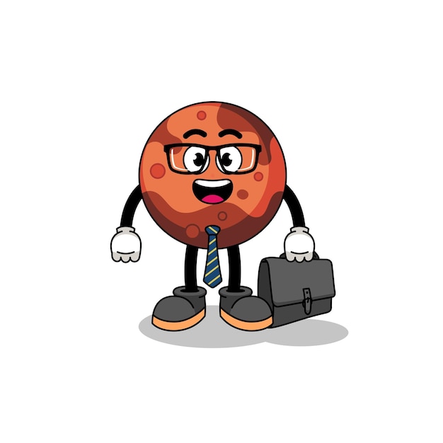 Mars planet mascot as a businessman