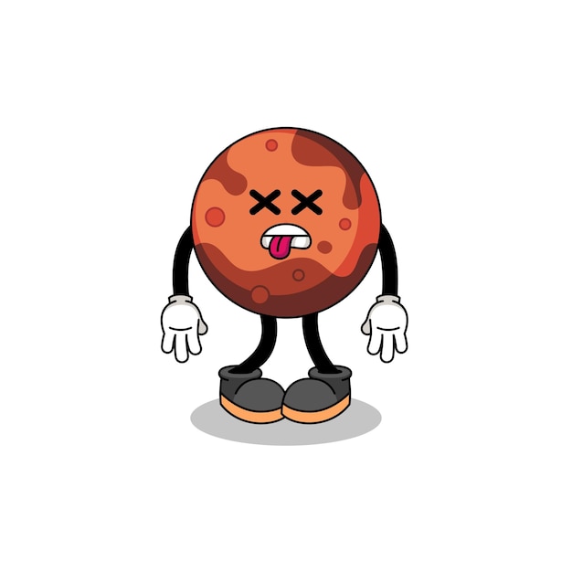 Mars planet mascot illustration is dead